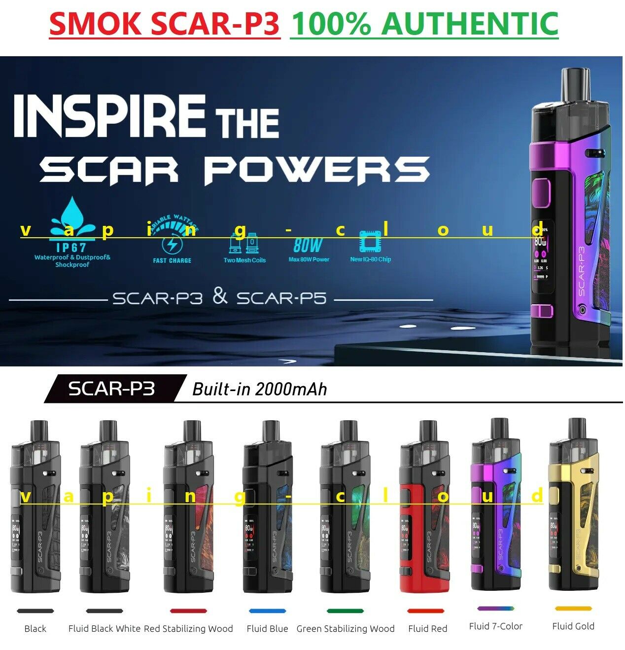 Brand New Smok Scar P3 Pod System Vape Kit