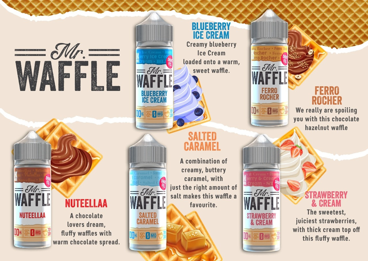 Mr Waffle 100ml E-Liquid Shortfill Bottle 70/30 VG/PG £8.90