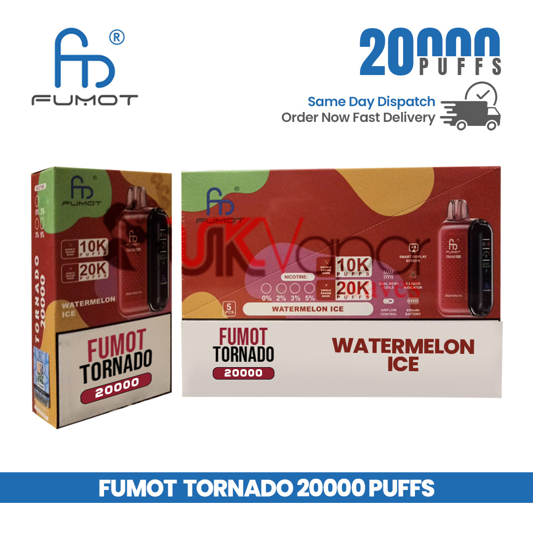 Watermelon Ice Fumot Tornado 20000 Puff Disposable Vape Kit