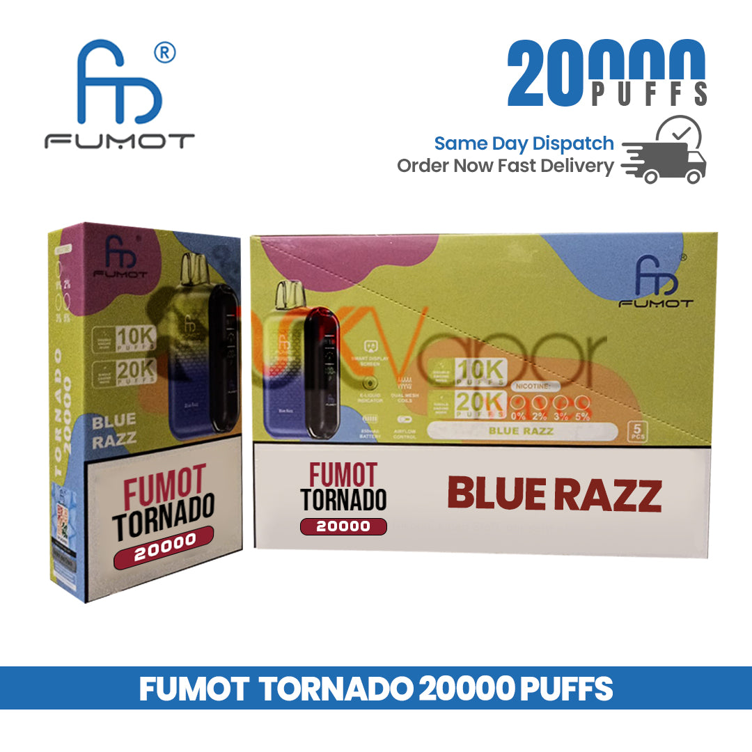 Blue Razz by Fumot Tornado 20,000 Puffs Vape Pen