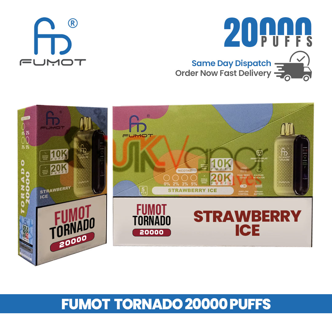 Fumot Tornado 20,000 Puff Disposable Vape Strawberry Ice