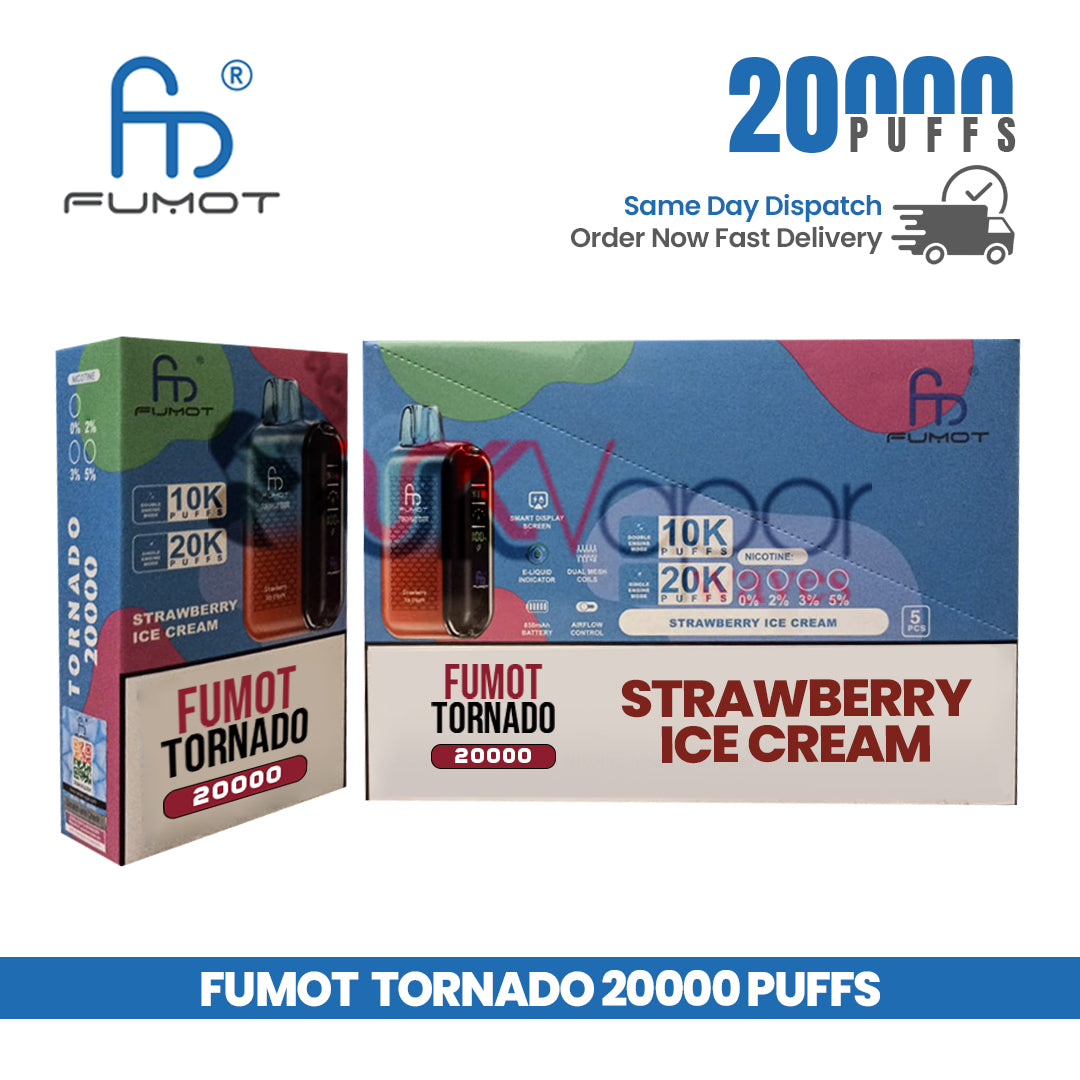 Fumot Tornado 20,000 Puff Disposable Vape Strawberry Ice Cream