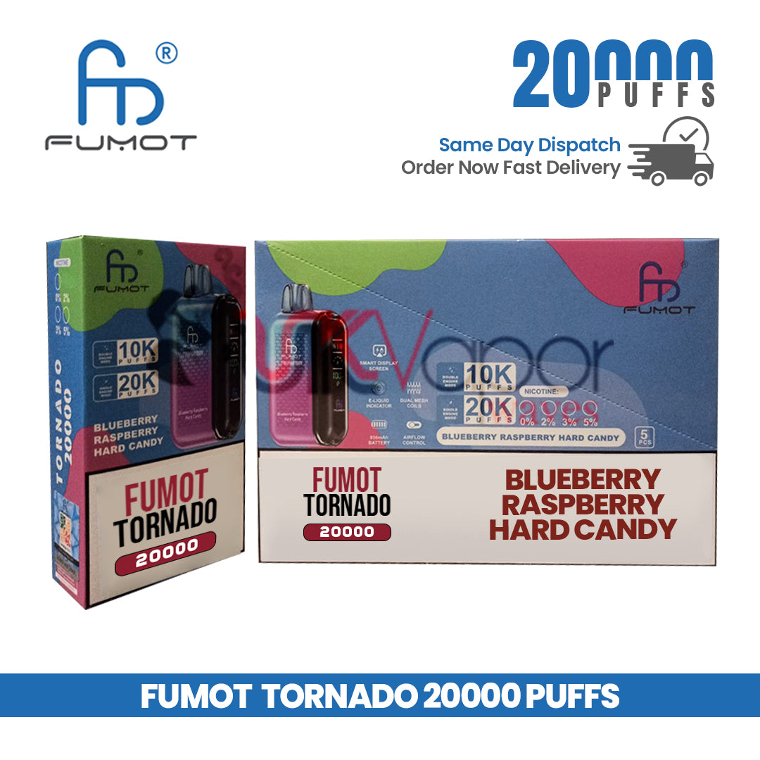 Fumot Tornado Blueberry Raspberry Hard Candy 20,000 Puffs Disposable Vape