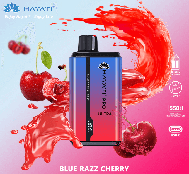 Hayati Pro Ultra 15000 puffs Vape blue Razz cherry £9.99 Hayati Pro Ultra 15000 puffs Vape blue Razz cherry £9.99