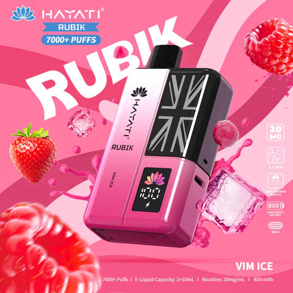 vim disposable vape Hayati Rubik 7000. 7k Puffs Vape Kit - Lowest Price - Red Apple Ice