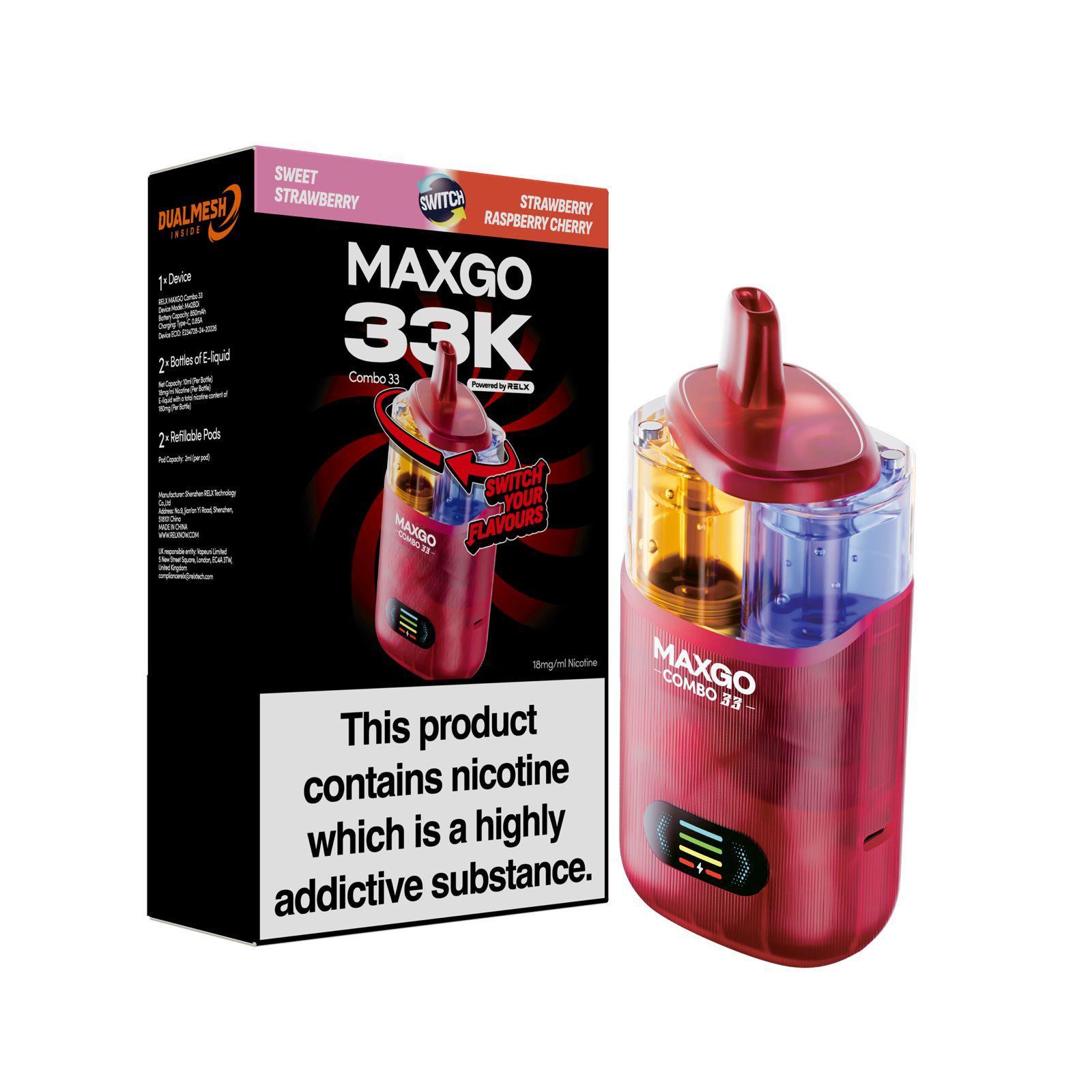 RELX Maxgo Combo 33k, 33000 Puffs Prefilled Pod Kit | UK Vapor Waves RELX Maxgo Combo 33k, 33000 Puffs Prefilled Pod Kit | UK Vapor Waves