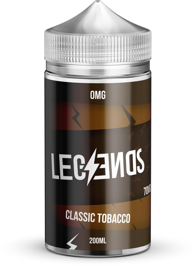 Classic Tobacco Vape Juice By Legends E-Liquid 0mg 200ml 70/30
