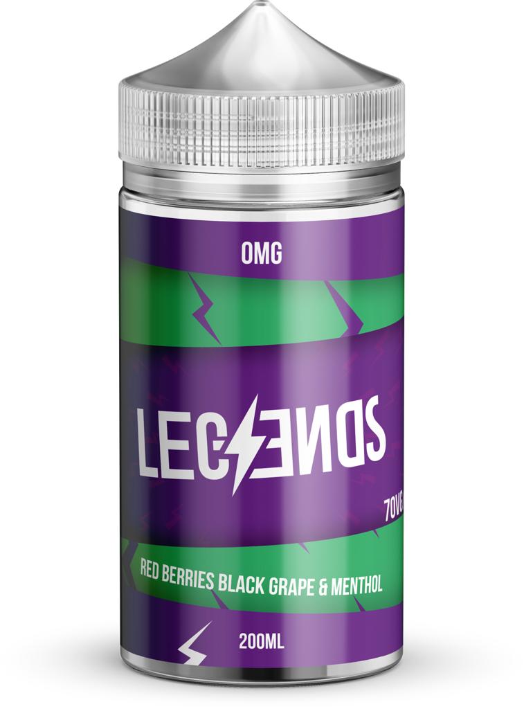 Red Berries Black Grape & Menthol Vape Juice By Legends E-Liquid 0mg 200ml 70/30