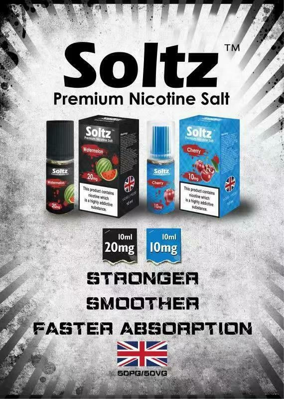 SOLTZ PREMIUM NICOTINE SALT 10 BOTTLES -  £17.98